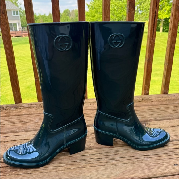 Gucci Double G Rain Boot Women's Green EU 40 US 9 - Picture 14 of 16